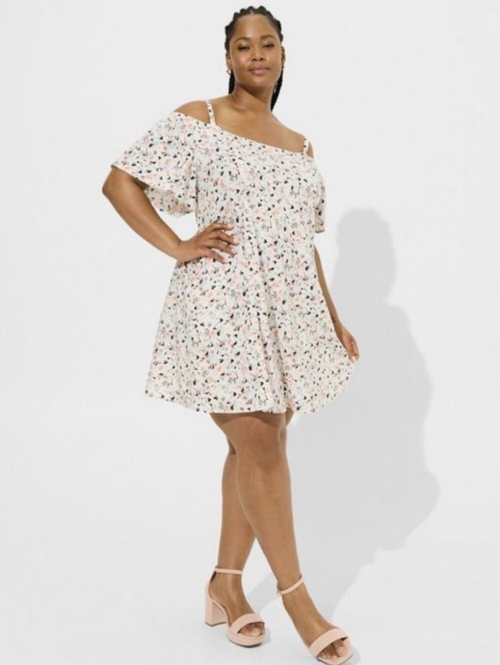 TORRID Mini Challis Cold Shoulder Trapeze Floral Dress Womens Plus Size 1X
